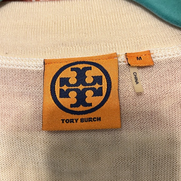 Tory Burch women’s size M, long sleeve sweater, gold button ivory cardigan - Picture 3 of 4
